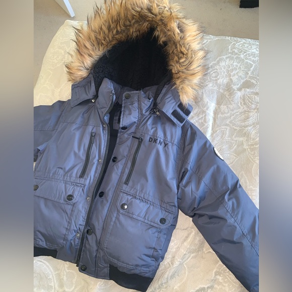 Charcoal Grey DKNY kids down winter coat . Worn twice in very good condition - Picture 2 of 6